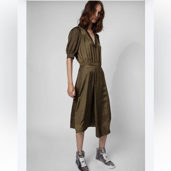 $498 Ralia Satin Midi Dress by Zadig & Voltaire NWT - Picture 1 of 16